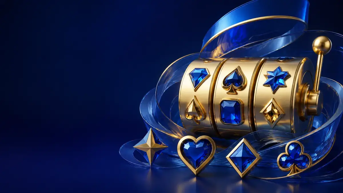 Luxury sapphire and gold slot reels representing GDBET Slot Games providers